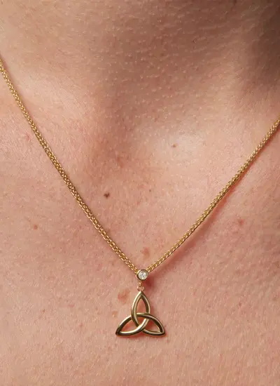 14K Gold Vermeil Trinity Pendant with Ethical Cubic Zirconia